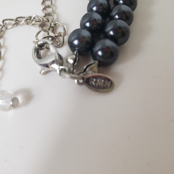 RMN Double Strand Black Faux Pearl Necklace - Picture 4 of 5